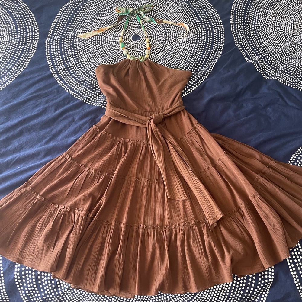 BCBG MaxAzria brown halter dress Wmn Size 6